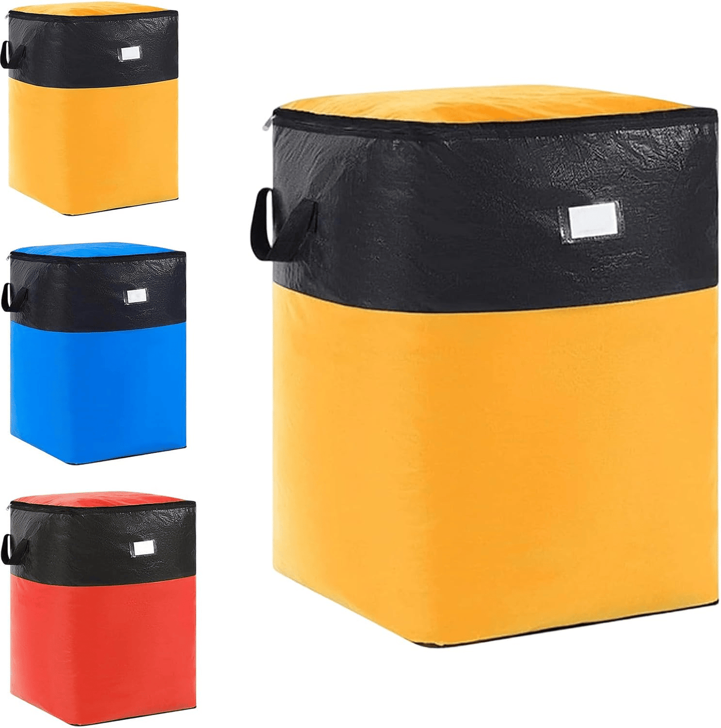 3 Sizes Oversized Reusable Moving Storage Totes, Waterproof Tear Resistant Foldable Storage Bags with Full Open Top & Label Slot, Heavy Load Moving Bags for Rigid Moving Boxes for Moving Dorm Camping Bedding Clothes