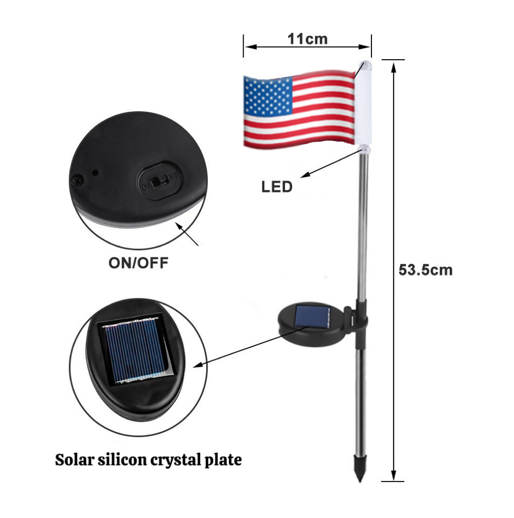 8-Piece American Flag Solar Pathway Lights - Red, White & Blue LED Patriotic Stakes with 8 Lighting Modes - IP65 Waterproof Garden Decor for 4th of July & Memorial Day