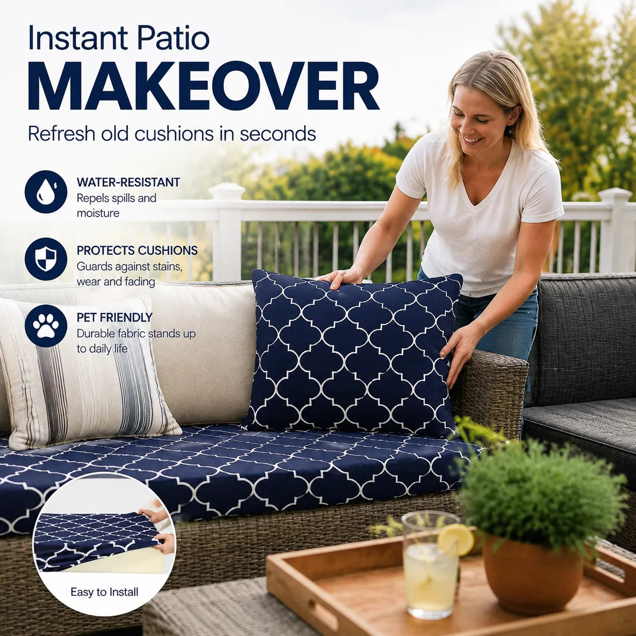 🛋️ Outdoor Patio Sofa Cushion Covers 🔥