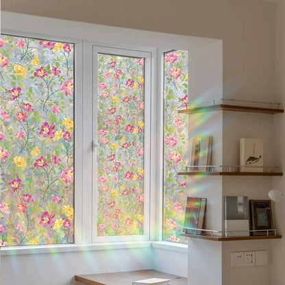💐Colorful flowers, dazzling sunlight, double-sided visible glass decorative wall stickers