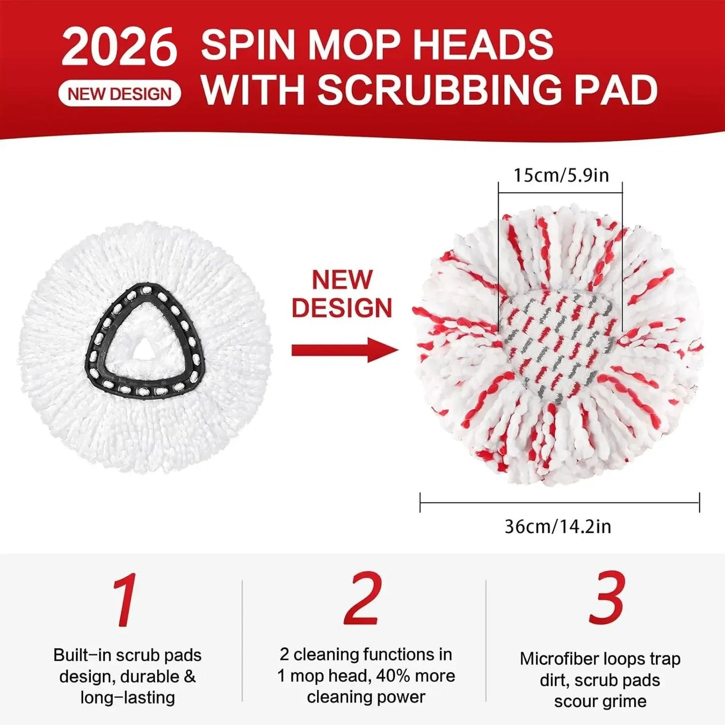 💖Hot 49% OFF🌹🧽 3-Pack Upgraded Spin Mop Head Refills