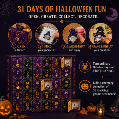 🔥LAST DAY 60% OFF - 🎃✨ 31 Days of Gnome Surprises Halloween Diamond Painting Advent Calendar