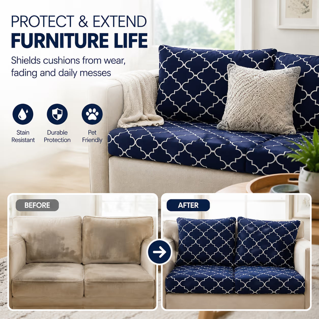 🛋️ Outdoor Patio Sofa Cushion Covers 🔥