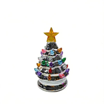 Mini 4.5-inch retro LED ceramic Christmas tree (lighted)—suitable for holiday decor or as a gift