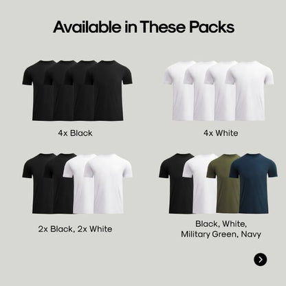 ⚡Hot Sales 49% OFF🔥Men's 4-Pack Crew Neck T-Shirt – Soft Cotton Blend, Athletic Fit, Tagless, Everyday Essential