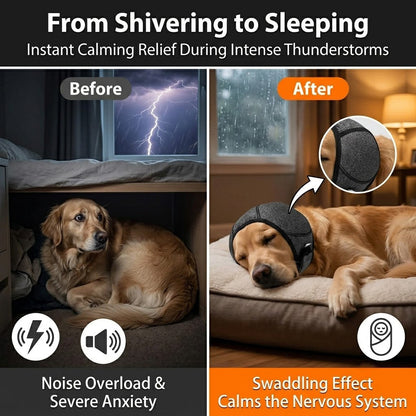 🔥 [Flash Sale - 50% OFF] No More Shivering from Thunder & Dryers! ❤️ Dailyard Dog Calming Ear Wrap for Instant Anxiety Relief