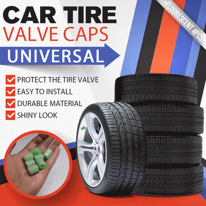 Glow-in-the-Dark Car Tire Valve Cap Set - Durable, Easy-to-Install, No-Tool-Required Accessories for Safe Night Driving - Perfect for Most Vehicle Tires