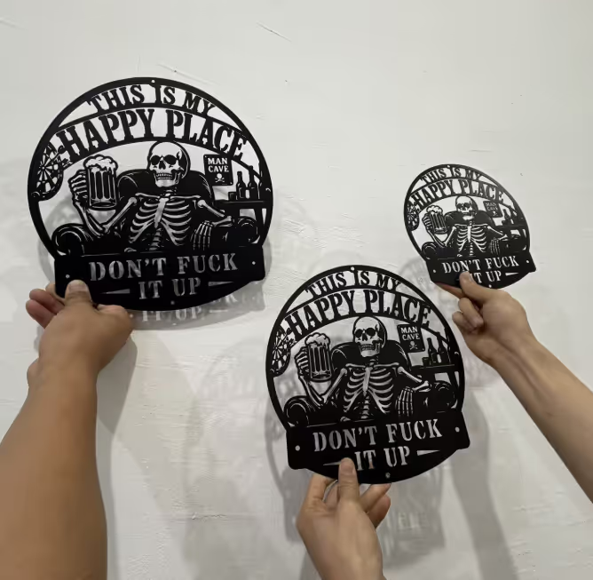 💀🍺"This Is My Happy Place" Funny Man Cave Decor