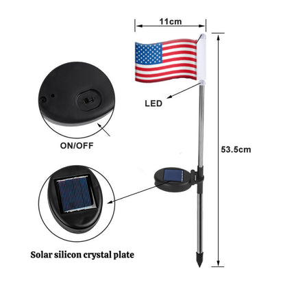8-Piece American Flag Solar Pathway Lights - Red, White & Blue LED Patriotic Stakes with 8 Lighting Modes - IP65 Waterproof Garden Decor for 4th of July & Memorial Day