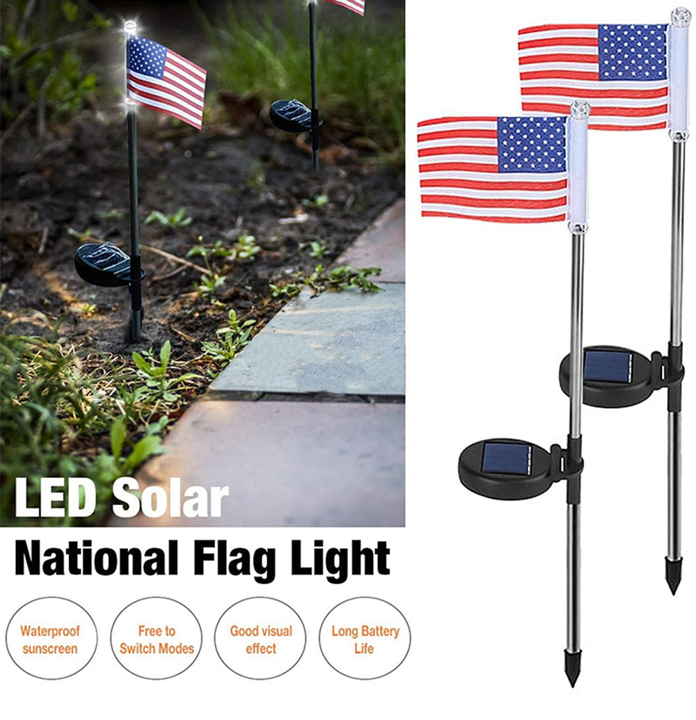 8-Piece American Flag Solar Pathway Lights - Red, White & Blue LED Patriotic Stakes with 8 Lighting Modes - IP65 Waterproof Garden Decor for 4th of July & Memorial Day