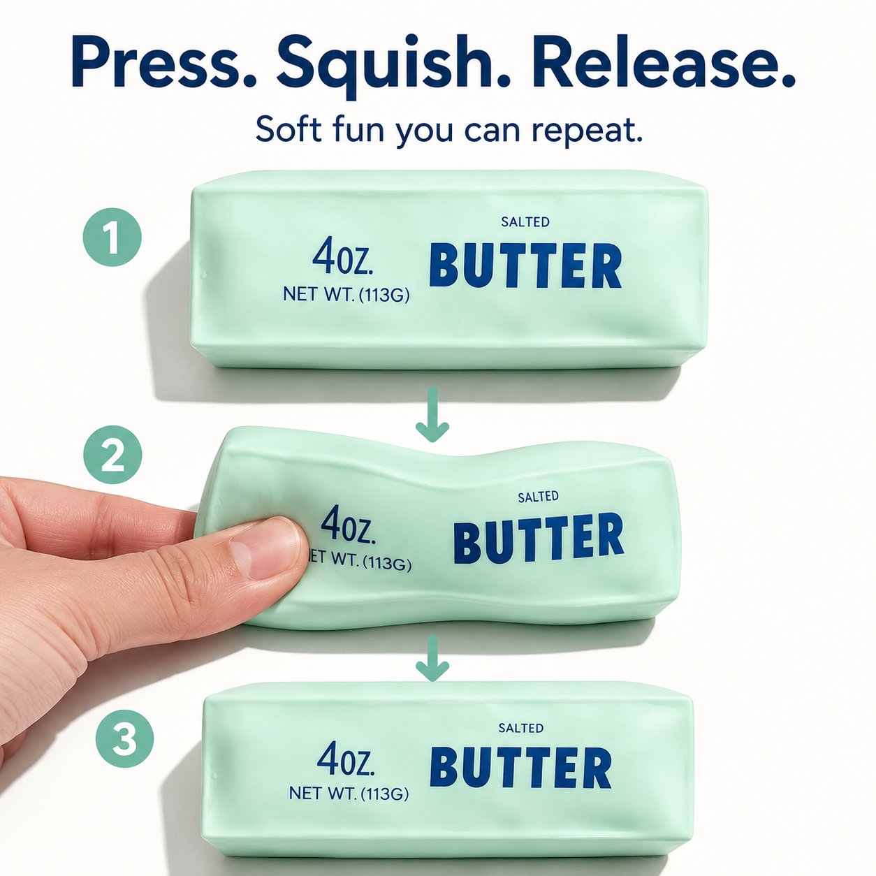 🧈 Butter Bar Squishy Fidget Toy, Soft Slow Rising Squeeze Toy With Crunch ASMR Sound