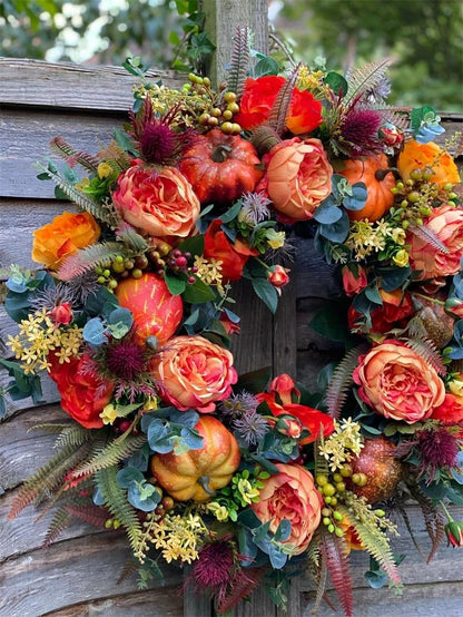 💖Last Day 49% OFF💖 Handmade Fall Peony And Pumpkin Wreath - Year Round Wreath
