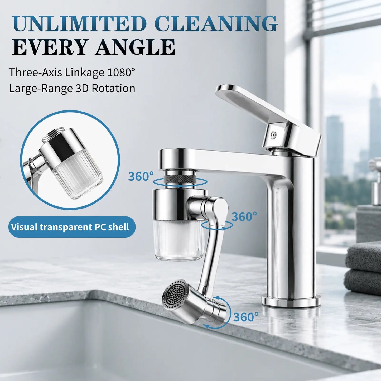1440° Swivel Faucet Aerator with Filter –Includes 10 Replacement Filter Cartridges
