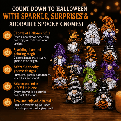 🔥LAST DAY 60% OFF - 🎃✨ 31 Days of Gnome Surprises Halloween Diamond Painting Advent Calendar