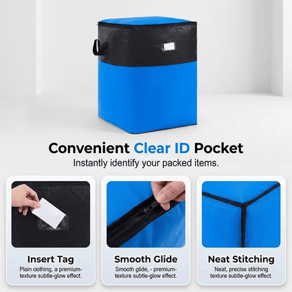 3 Sizes Oversized Reusable Moving Storage Totes, Waterproof Tear Resistant Foldable Storage Bags with Full Open Top & Label Slot, Heavy Load Moving Bags for Rigid Moving Boxes for Moving Dorm Camping Bedding Clothes