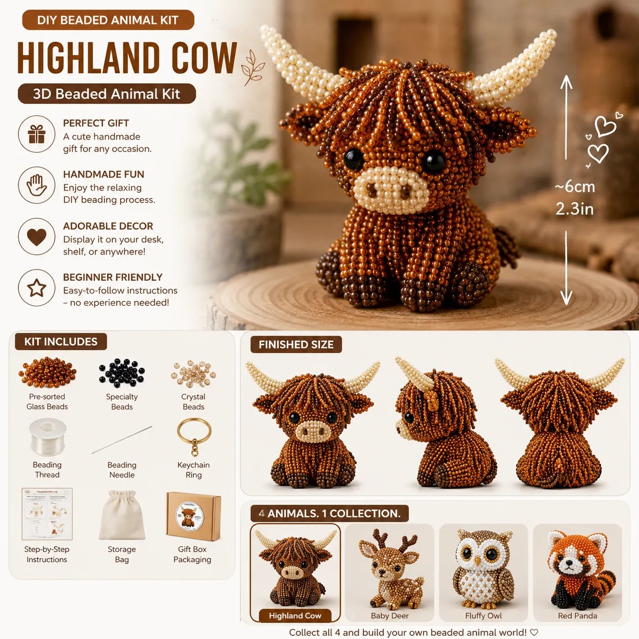 🔥Last Day 50% OFF🧵✨ Tiny 3D Beaded Animal DIY Kit