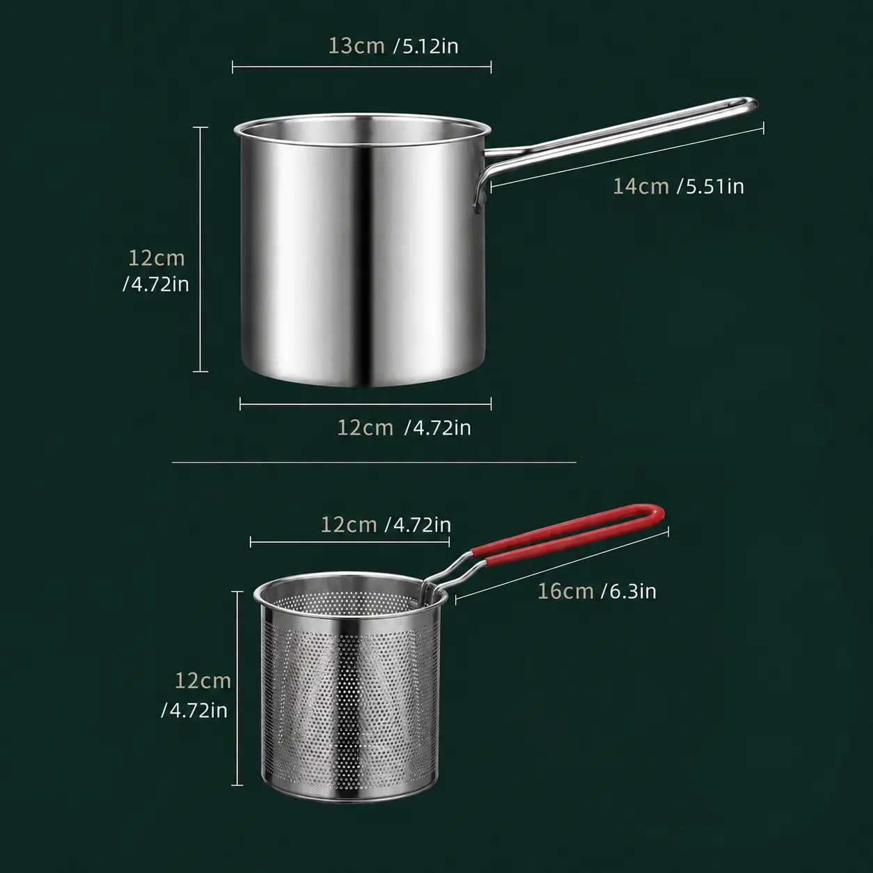 Mini Stainless Steel Deep Fry Pot with Strainer Basket