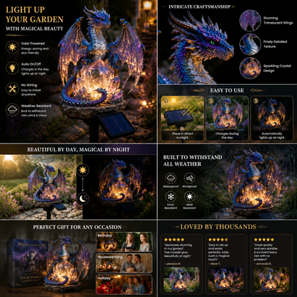 💥LAST DAY 50% OFF🐉✨Solar Dragon Garden Statue Light – Golden Ember Fantasy Outdoor Decor