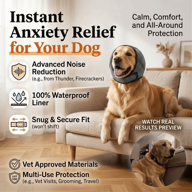🔥 [Flash Sale - 50% OFF] No More Shivering from Thunder & Dryers! ❤️ Dailyard Dog Calming Ear Wrap for Instant Anxiety Relief