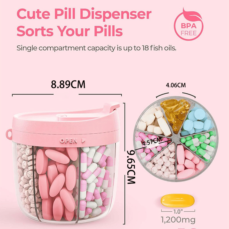 🎁Last Day Promotion 49% OFF🔥Pill Dispenser Bottle with 6 Compartments | Never Miss a Dose Again! 💊⏰