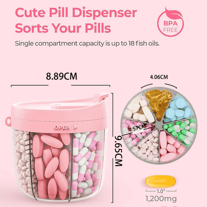 🎁Last Day Promotion 49% OFF🔥Pill Dispenser Bottle with 6 Compartments | Never Miss a Dose Again! 💊⏰