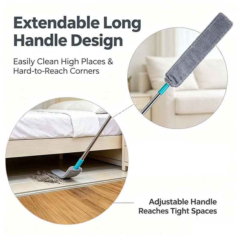 🧹 Extendable Microfiber Duster – Adjustable Long Handle for Hard-to-Reach Corners