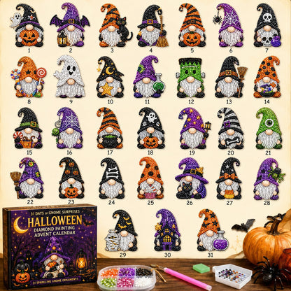 🔥LAST DAY 60% OFF - 🎃✨ 31 Days of Gnome Surprises Halloween Diamond Painting Advent Calendar