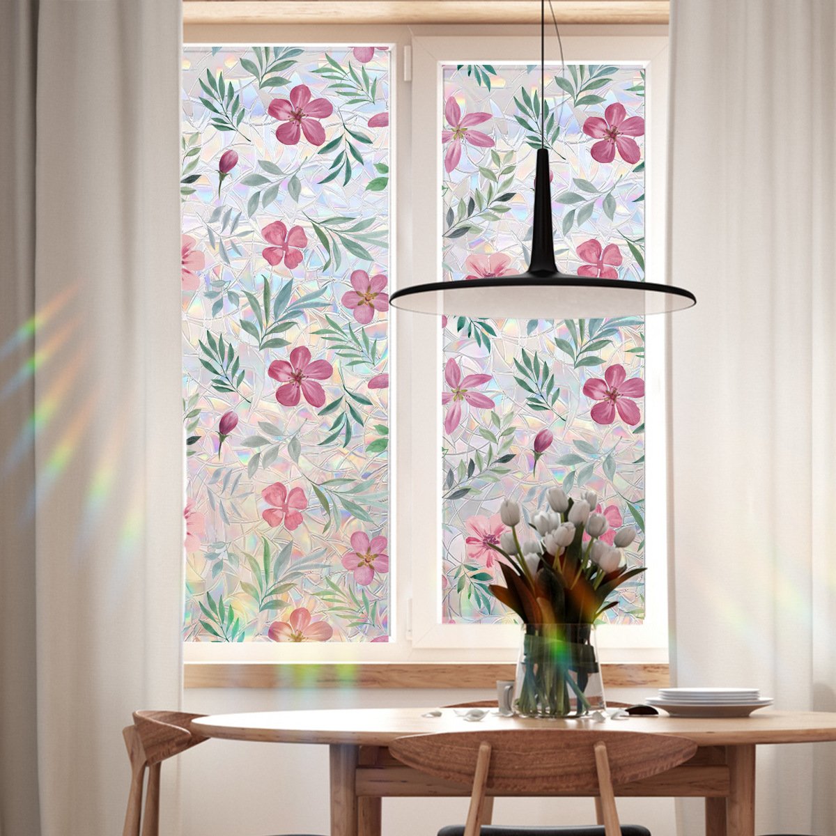 💐Colorful flowers, dazzling sunlight, double-sided visible glass decorative wall stickers