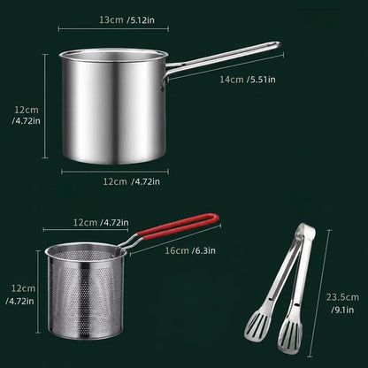 Mini Stainless Steel Deep Fry Pot with Strainer Basket