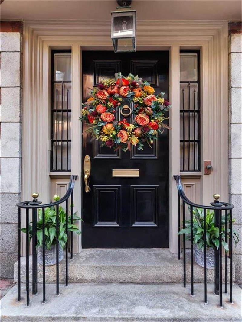 💖Last Day 49% OFF💖 Handmade Fall Peony And Pumpkin Wreath - Year Round Wreath