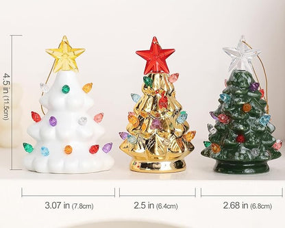 Mini 4.5-inch retro LED ceramic Christmas tree (lighted)—suitable for holiday decor or as a gift