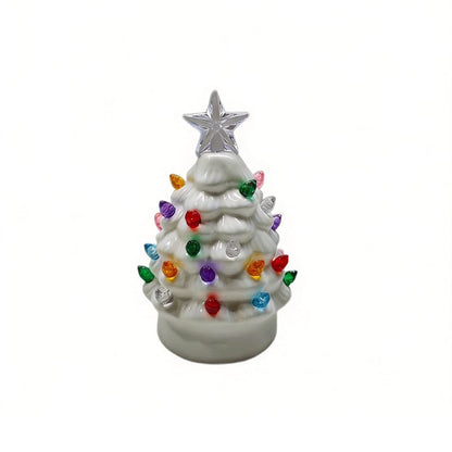 Mini 4.5-inch retro LED ceramic Christmas tree (lighted)—suitable for holiday decor or as a gift