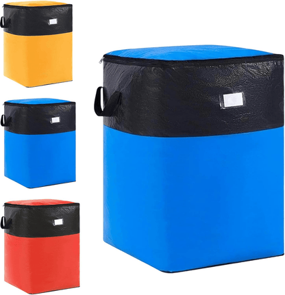 3 Sizes Oversized Reusable Moving Storage Totes, Waterproof Tear Resistant Foldable Storage Bags with Full Open Top & Label Slot, Heavy Load Moving Bags for Rigid Moving Boxes for Moving Dorm Camping Bedding Clothes