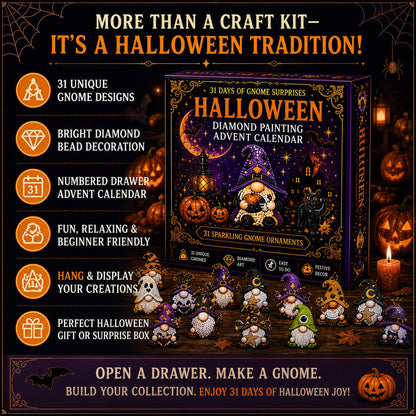 🔥LAST DAY 60% OFF - 🎃✨ 31 Days of Gnome Surprises Halloween Diamond Painting Advent Calendar