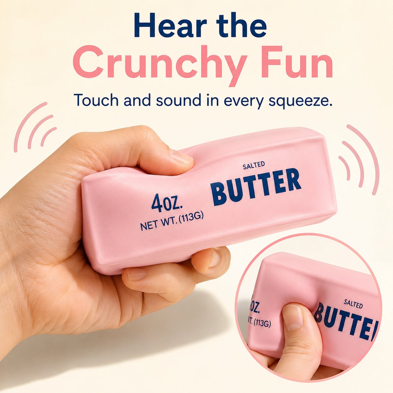 🧈 Butter Bar Squishy Fidget Toy, Soft Slow Rising Squeeze Toy With Crunch ASMR Sound