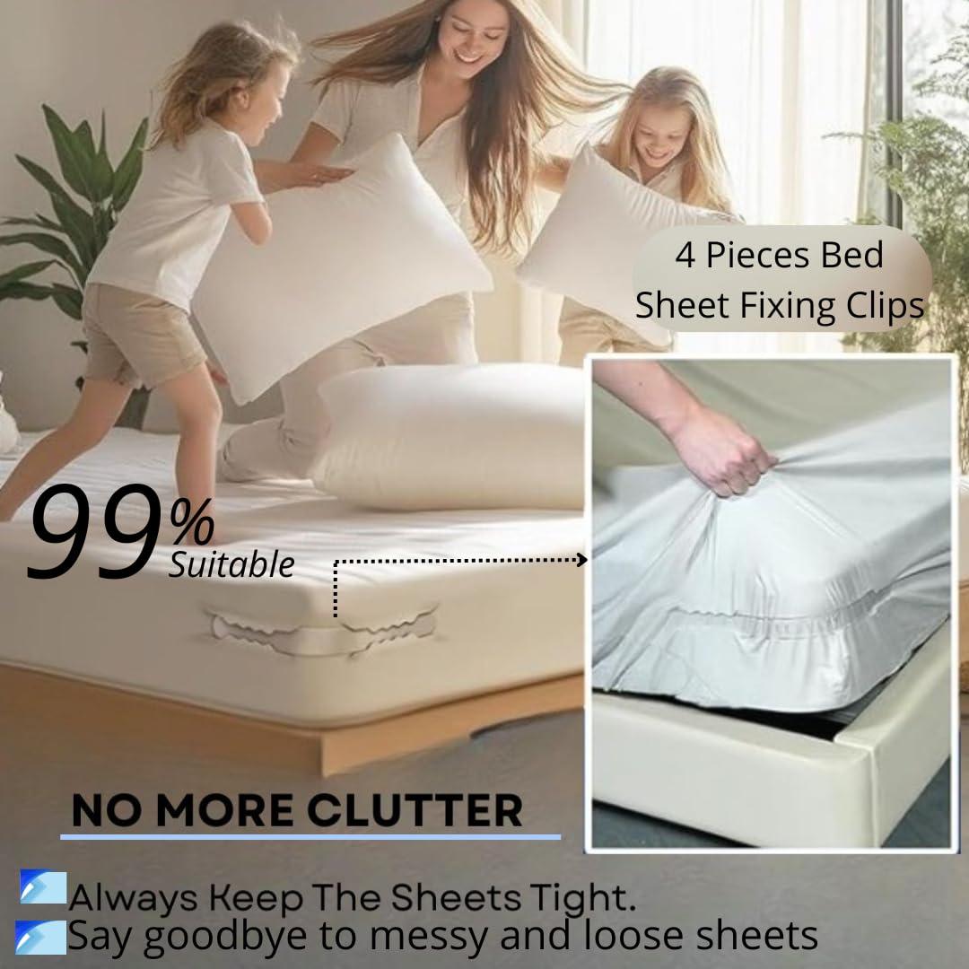 🛏️4 Pack Adjustable Bed Sheet Holder Straps, Elastic Mattress Sheet Clips to Prevent Slipping & Wrinkles