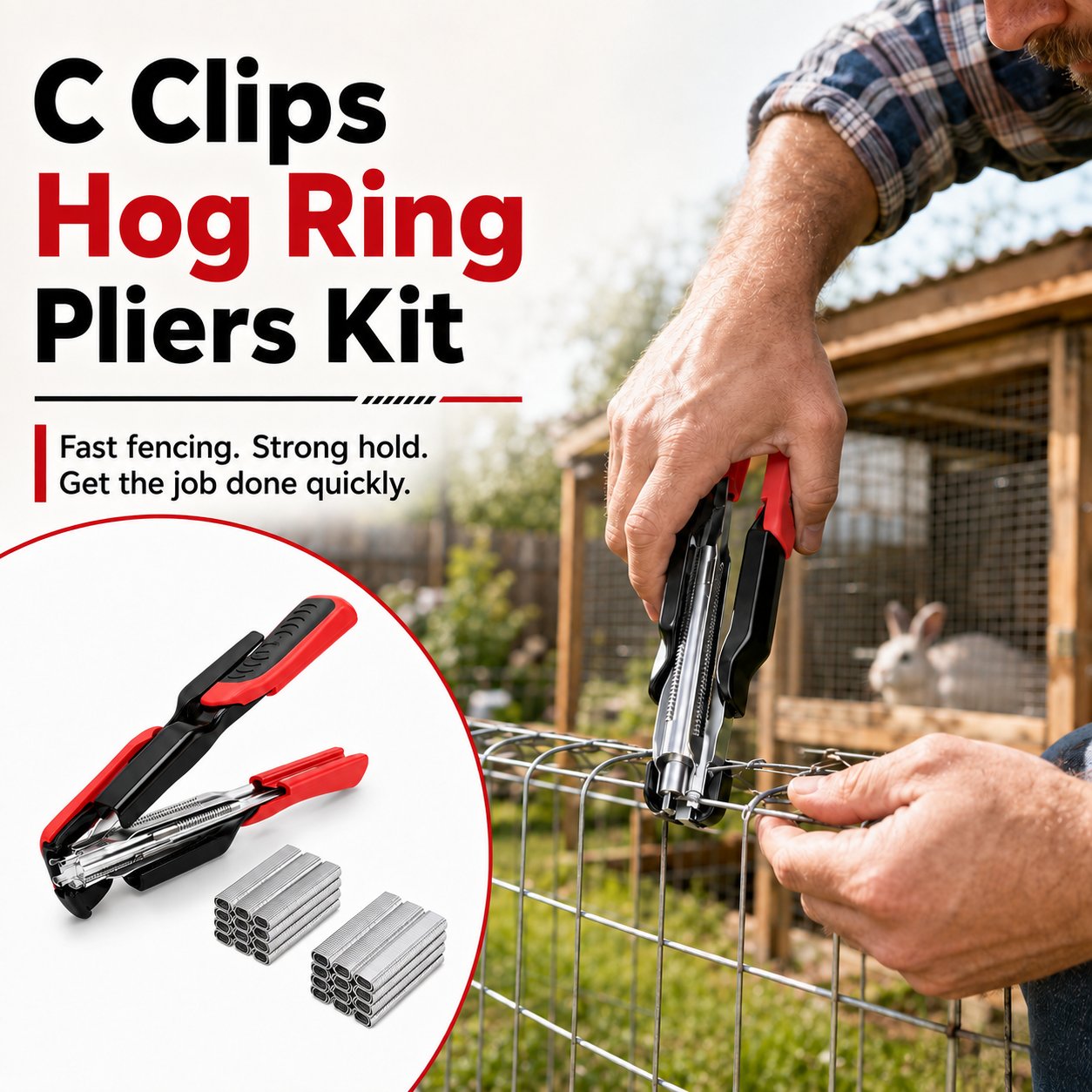 3/4" C Clip Hog Ring Pliers Kit
