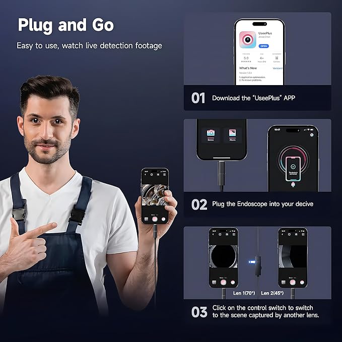 🔥Endoscope Camera with Light📸