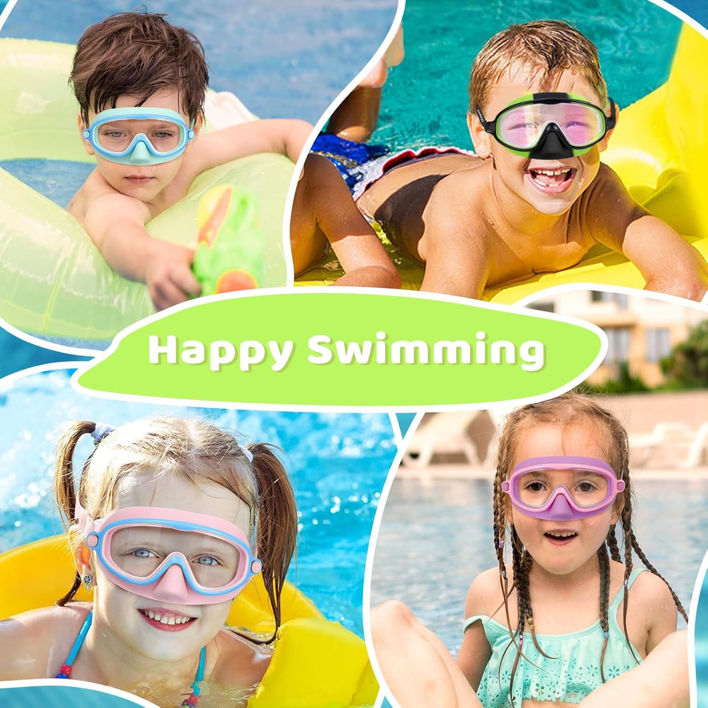 Kids-Swim-Goggles with Nose Cover