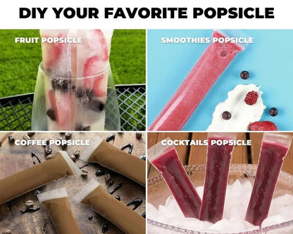 100 Pack Disposable Ice Pop Mold Bags with Funnel