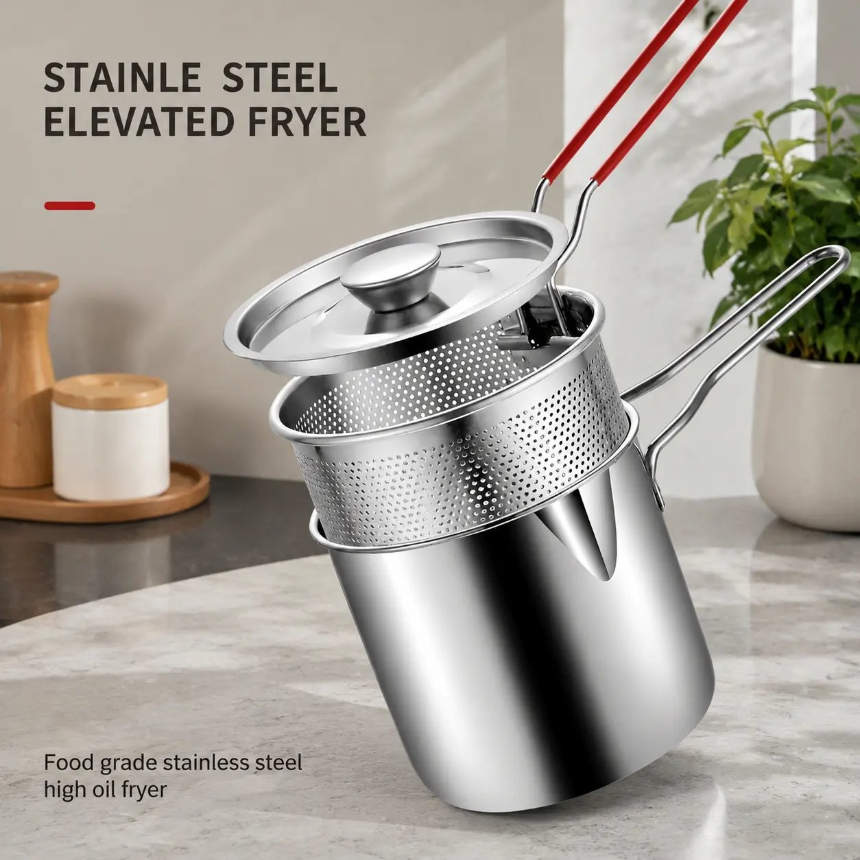 Mini Stainless Steel Deep Fry Pot with Strainer Basket