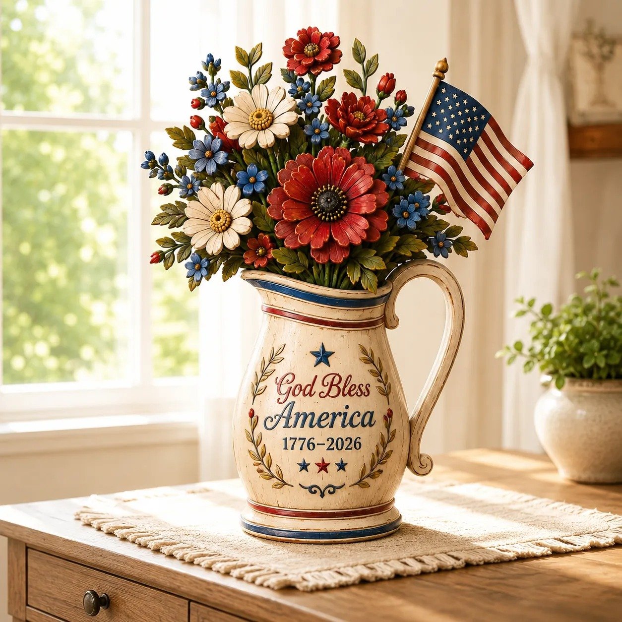 Handmade America's 250th Anniversary Patriotic Floral Décor