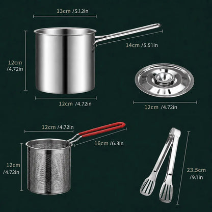 Mini Stainless Steel Deep Fry Pot with Strainer Basket