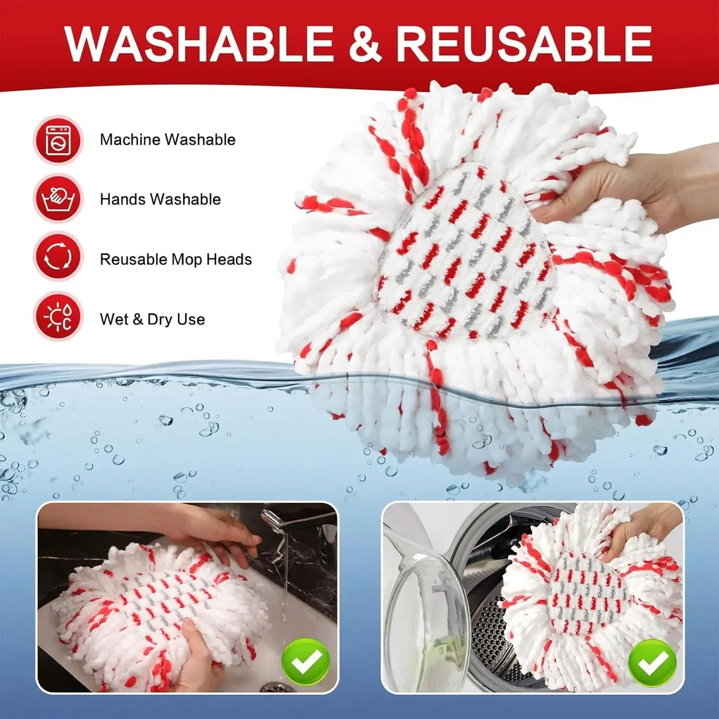 💖Hot 49% OFF🌹🧽 3-Pack Upgraded Spin Mop Head Refills