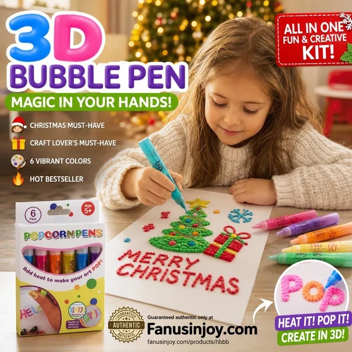 🎁🔮Magic Pen – Draw 3D with one stroke!🎄 DIY Bubble Popcorn Drawing Pens& Buy 3 Get 2 Free 🔥