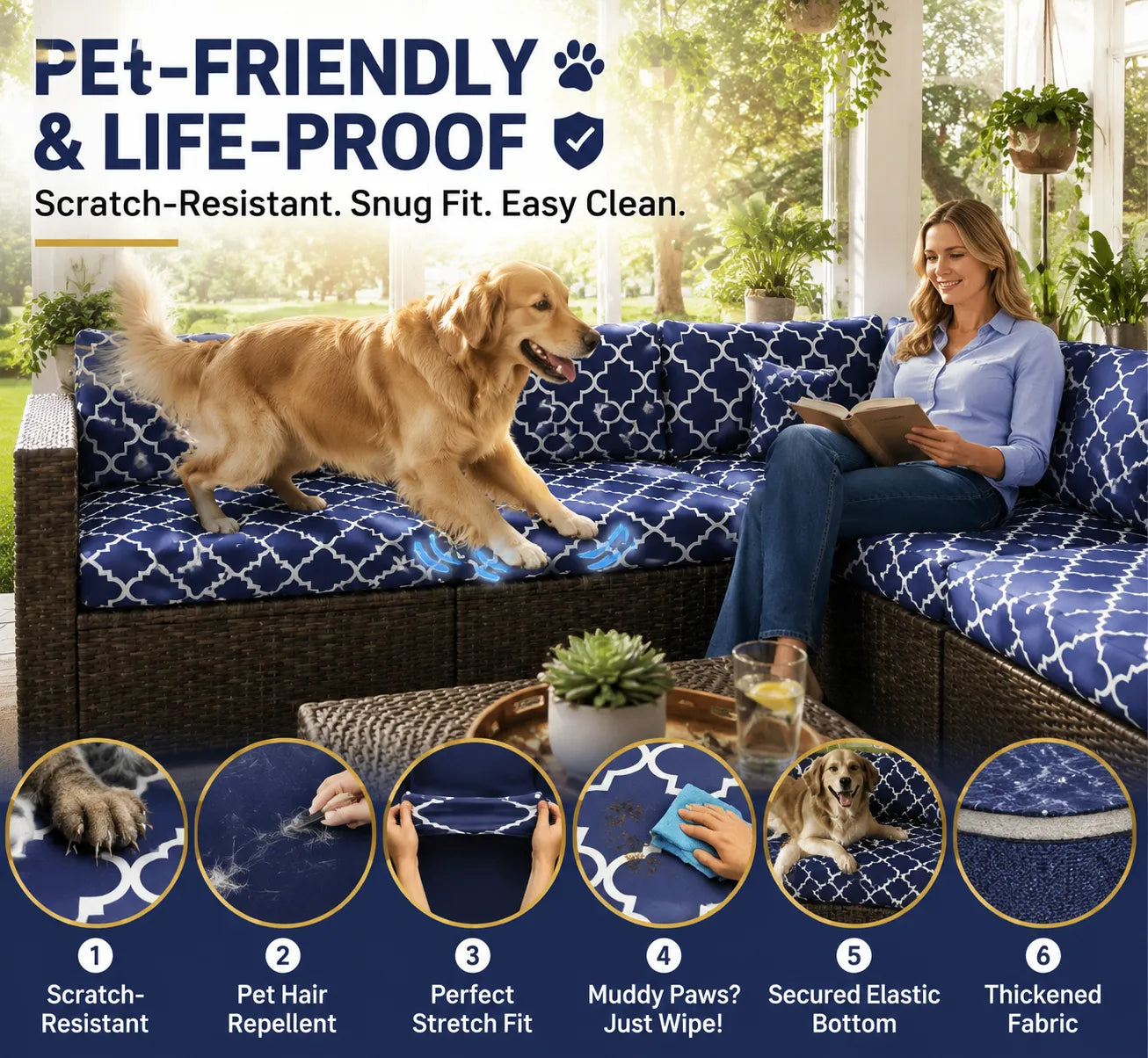 🛋️ Outdoor Patio Sofa Cushion Covers 🔥
