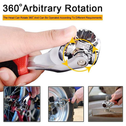 52 in 1 Socket Wrench Tool,Universal Wrench with Multifunction 360 Degree Rotating Head