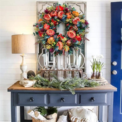 💖Last Day 49% OFF💖 Handmade Fall Peony And Pumpkin Wreath - Year Round Wreath