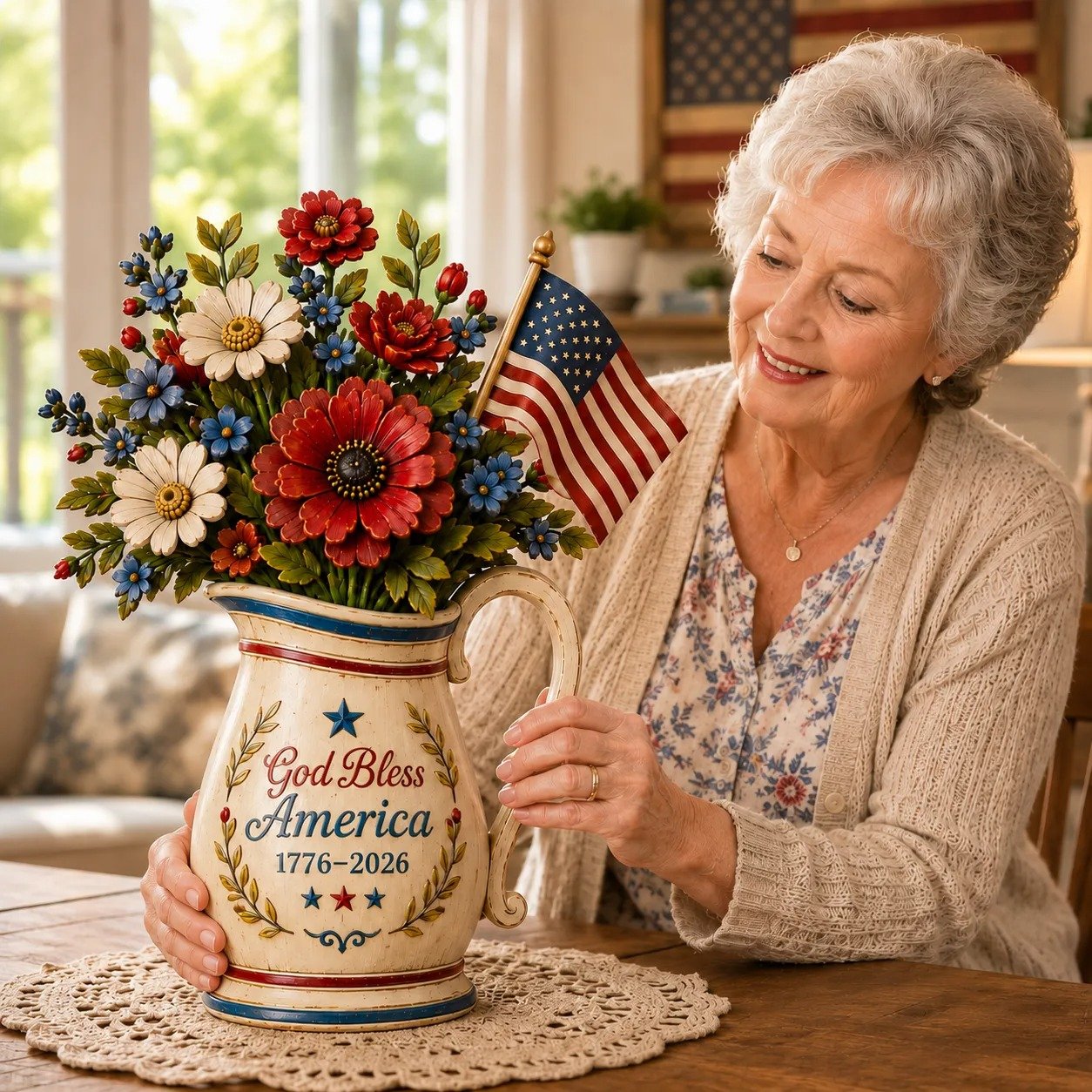 Handmade America's 250th Anniversary Patriotic Floral Décor