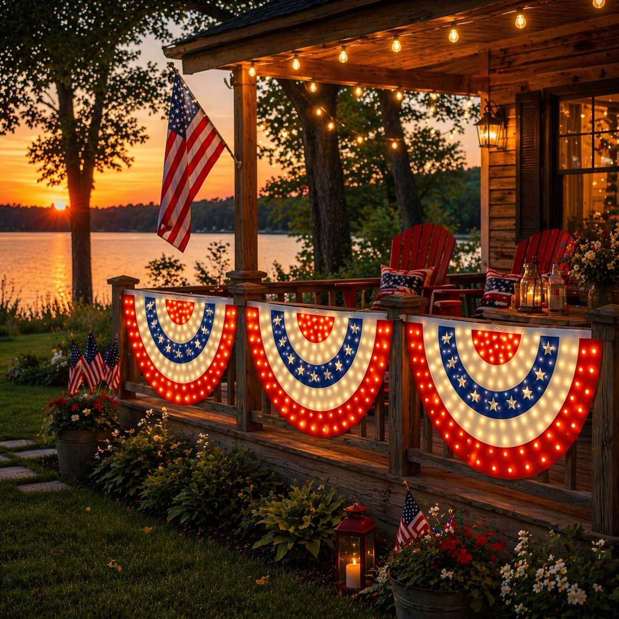 🏆🏆Flash Sale-49% OFF⚡ 50K+ SOLD! 3 x 6 Ft LED Patriotic Bunting Banner for America’s 250th